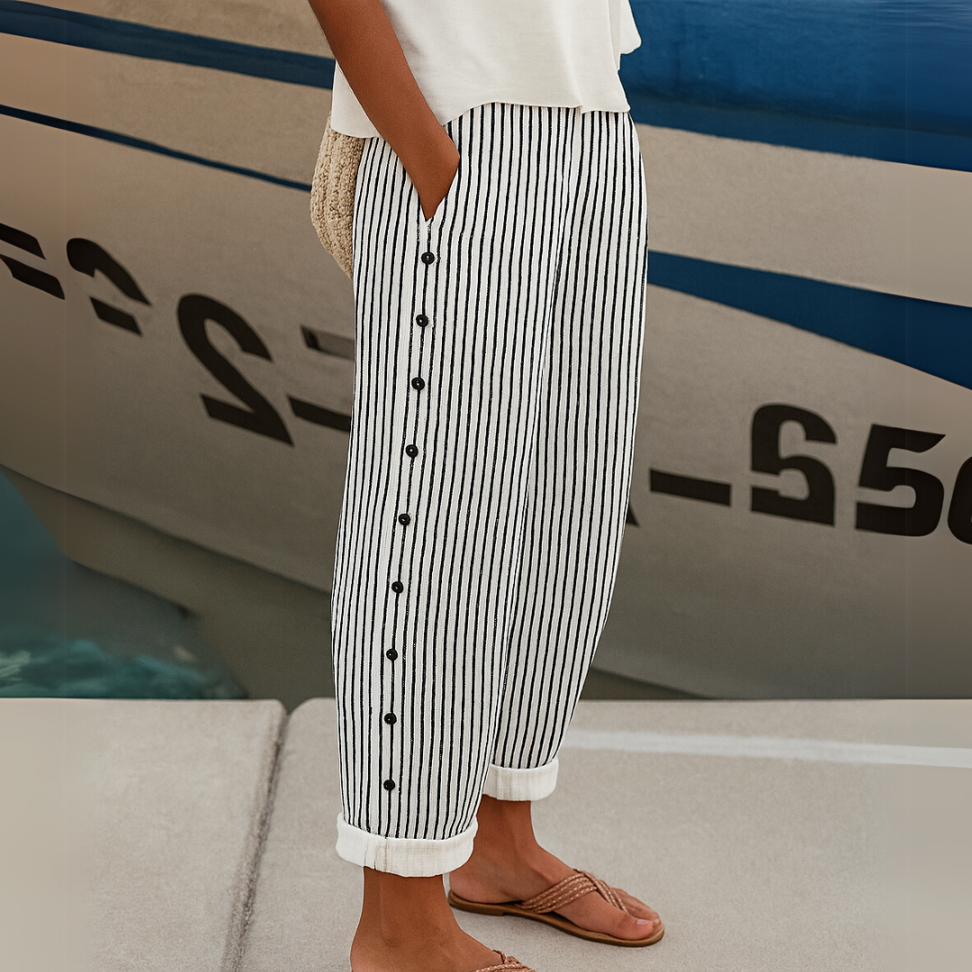 Diane - Striped Seabreeze Button-Up Pants