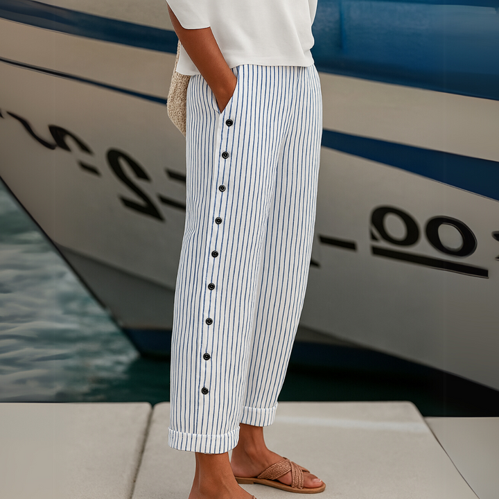 Diane - Striped Seabreeze Button-Up Pants