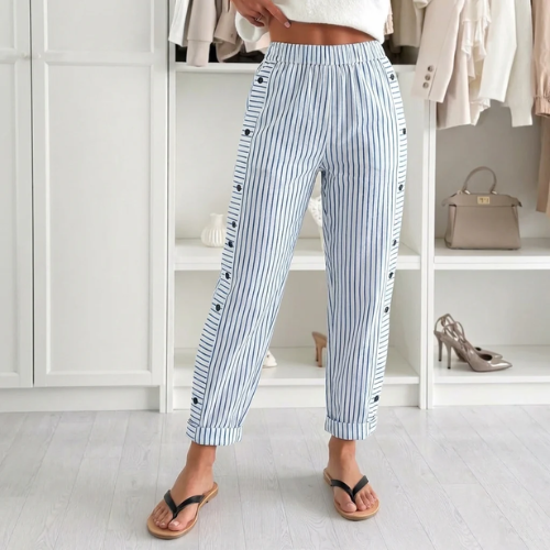 Jamila - Striped Trouser With Elastic Waist