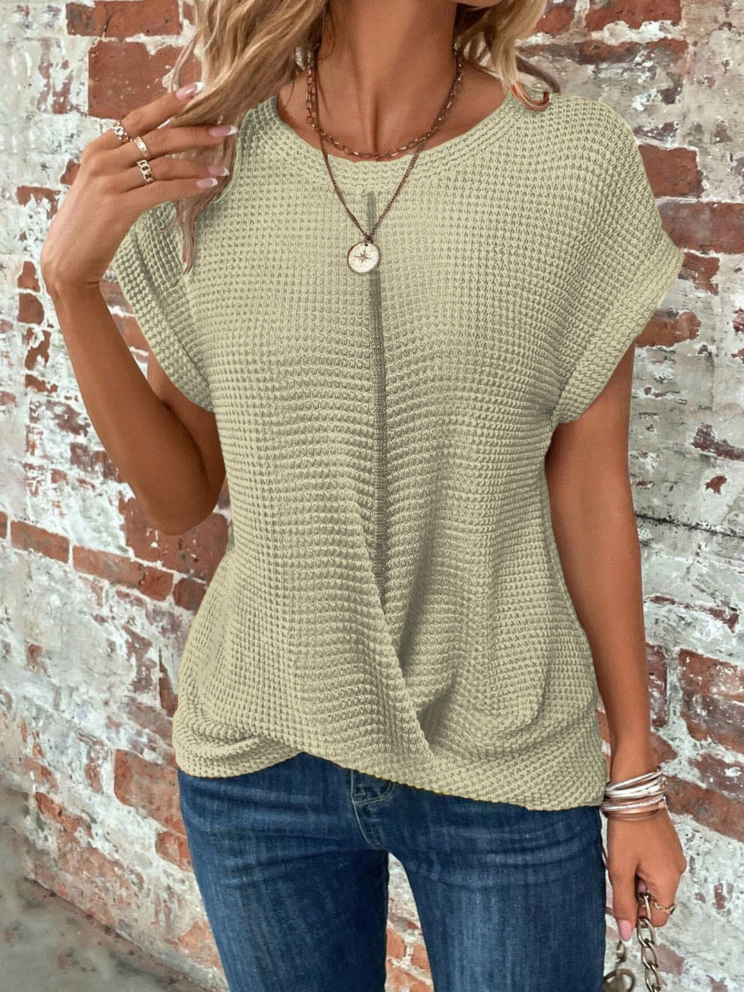 SYLVIA | Waffle Knit Casual Tee