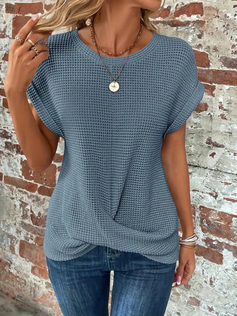 SYLVIA | Waffle Knit Casual Tee
