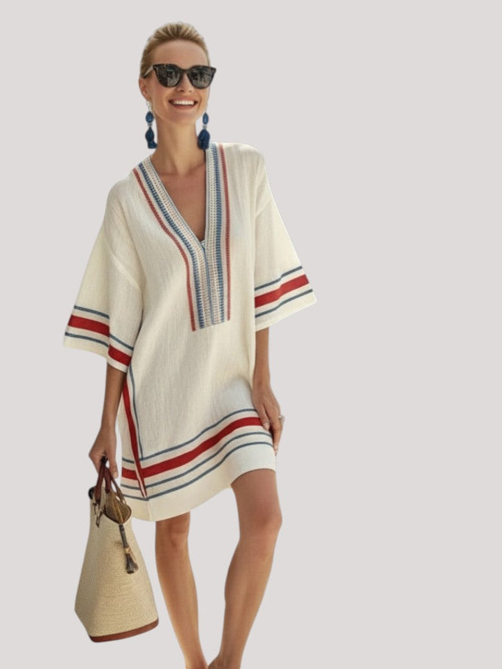 Lysandra | V Neck Half Sleeve Knee Length Dress