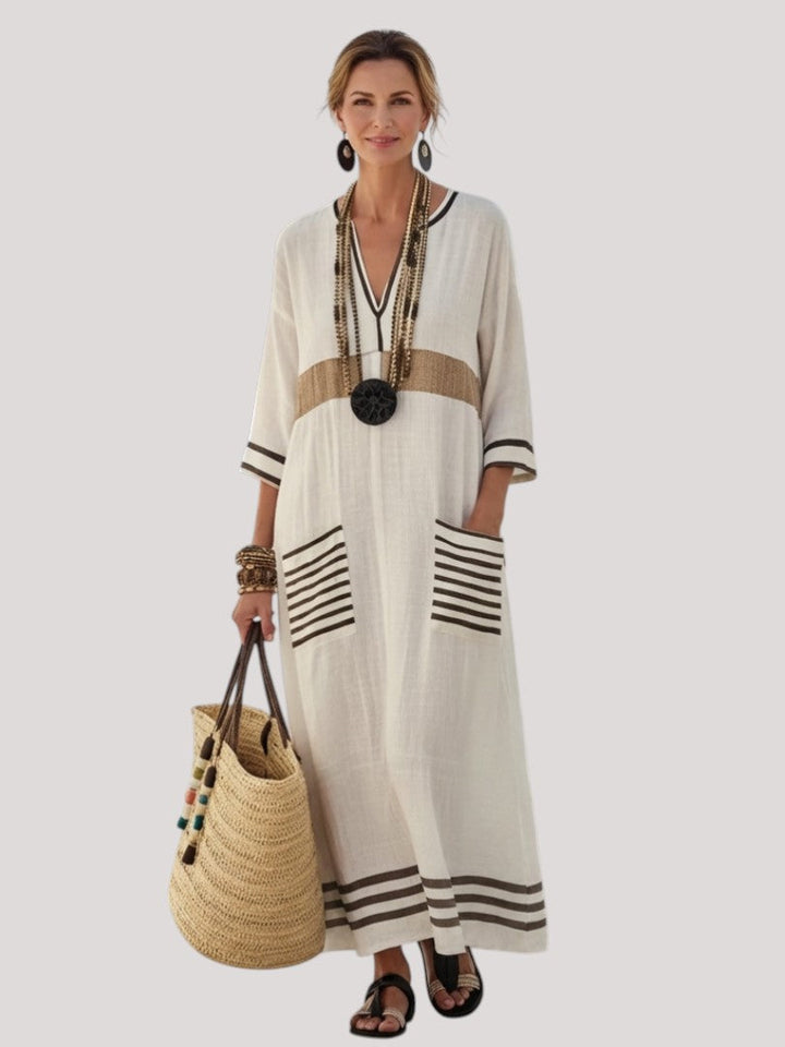 Noemi | V Neck Half Sleeve Pocket Maxi Dress