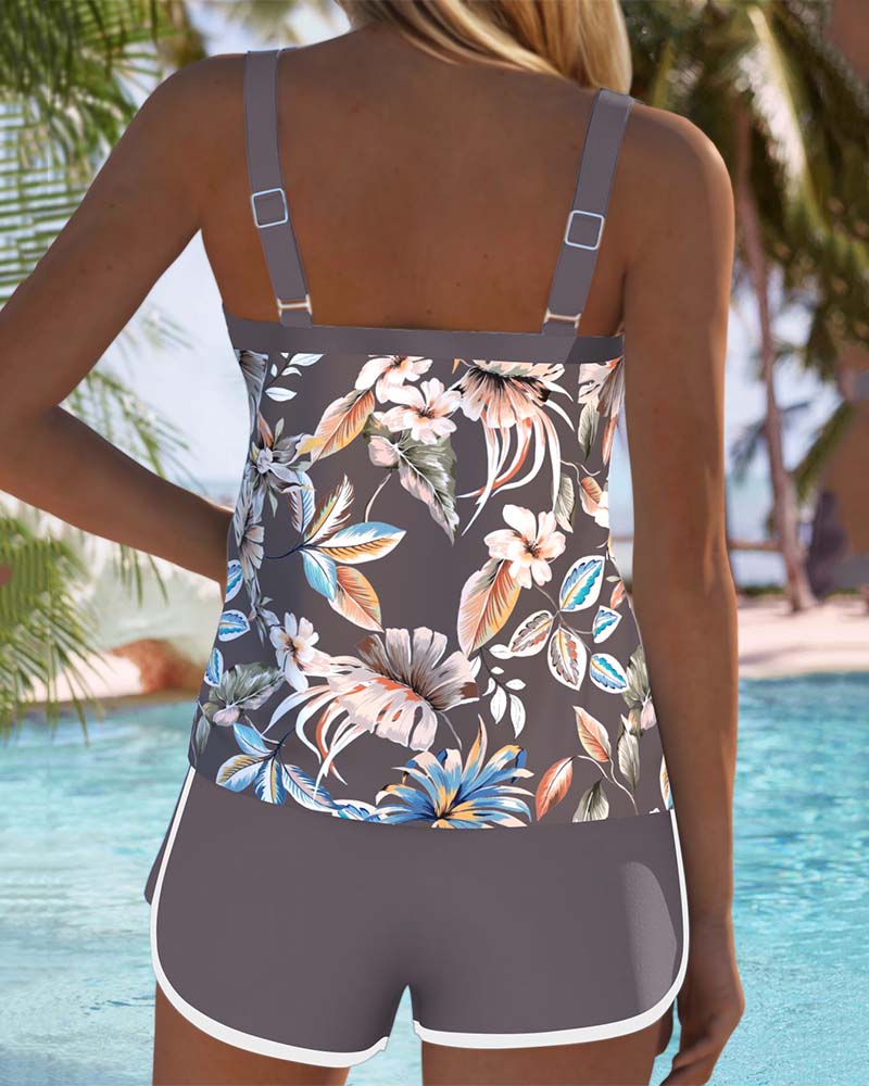 Imke | U-Neck Sleeveless Printed Tankini